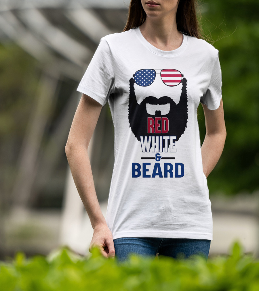 Red White & Beard American Flag Sunglasses Patriotic Beard Design T-Shirt