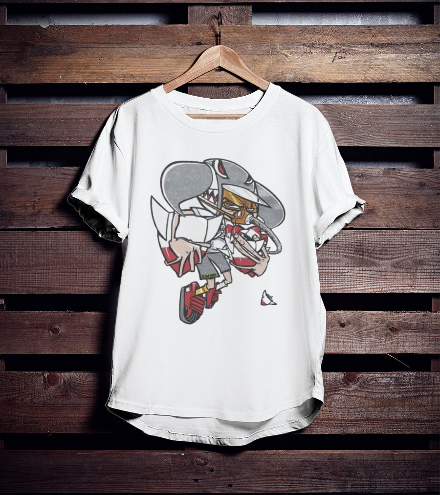 Gimme Project Shark Character With Red Sneaker And Hose T-Shirt