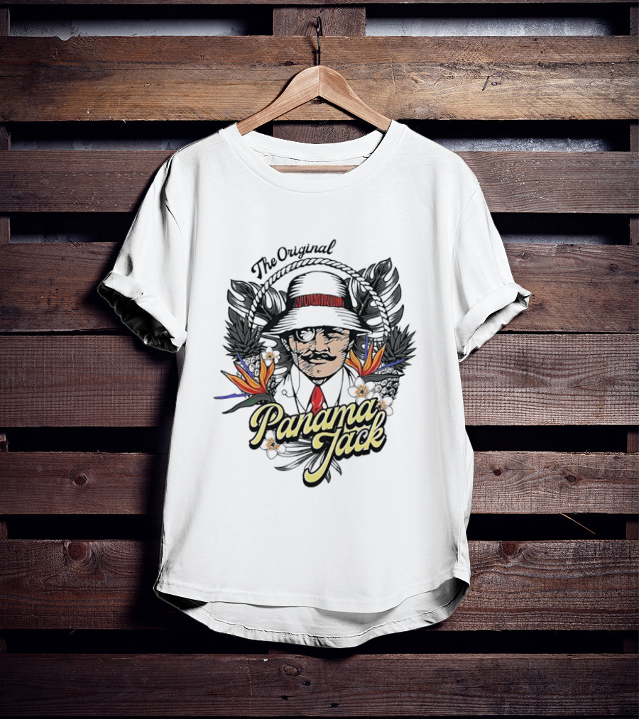 The Original Panama Jack Tropical Floral Mustache Hat T-Shirt