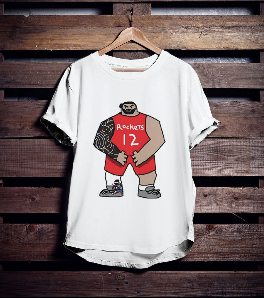 Houston Rockets Cartoon Figure No.12 Basketball Steven Adams T-Shirt