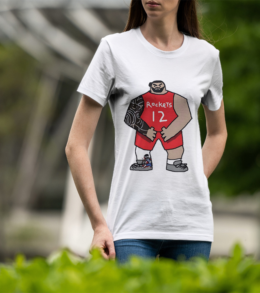 Houston Rockets Cartoon Figure No.12 Basketball Steven Adams T-Shirt