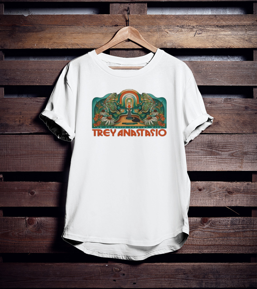 Trey Anastasio Acoustic Evening 2025 Rainbow Butterfly Guitar Floral Art T-Shirt