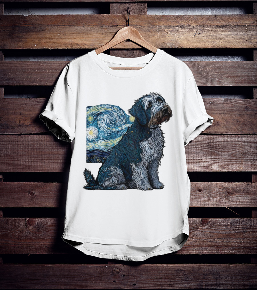 Van Gogh Starry Night Dog Painting Style T-Shirt