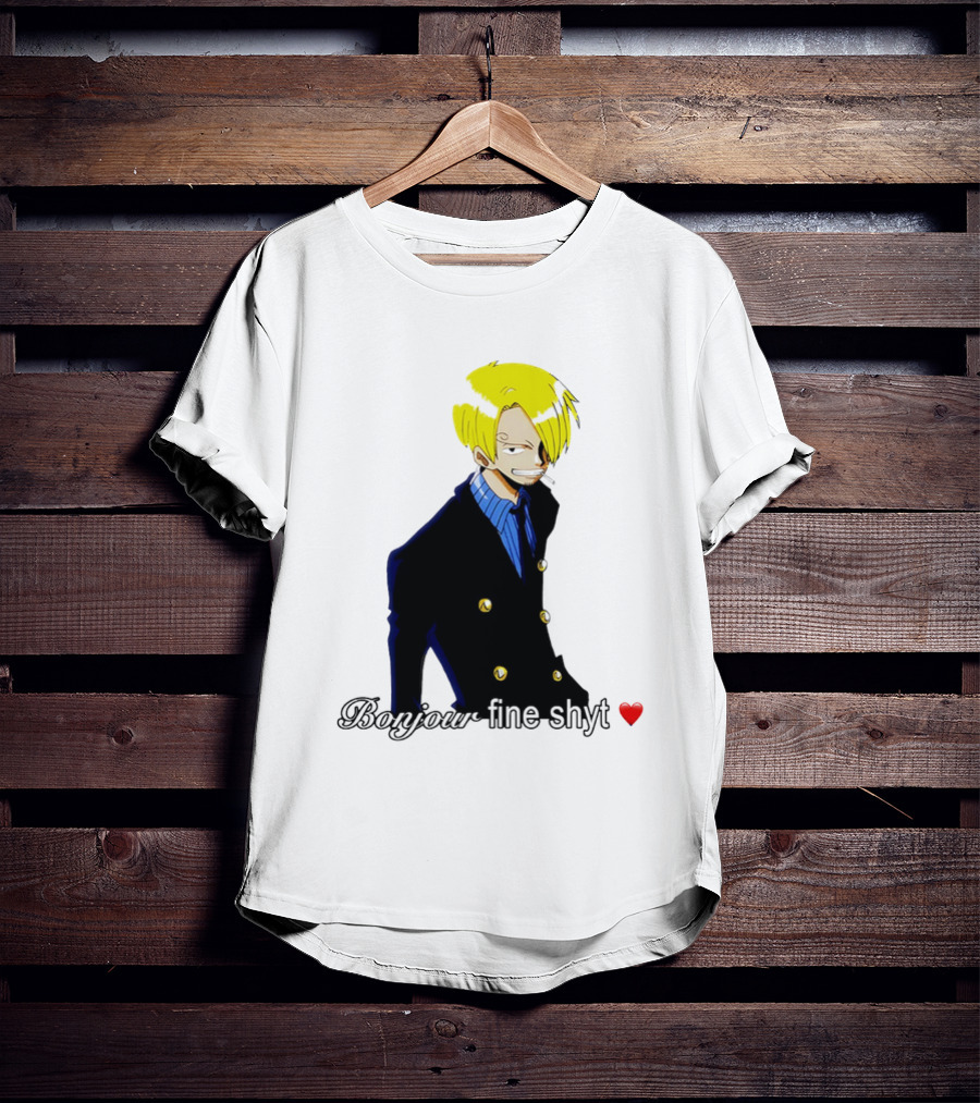 Vinsmoke Sanji Bonjour Fine Shyt Cartoon Character Heart Icon T-Shirt