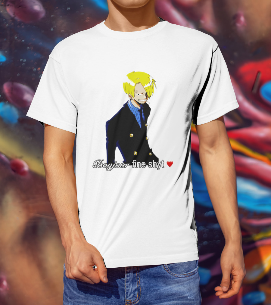Vinsmoke Sanji Bonjour Fine Shyt Cartoon Character Heart Icon T-Shirt