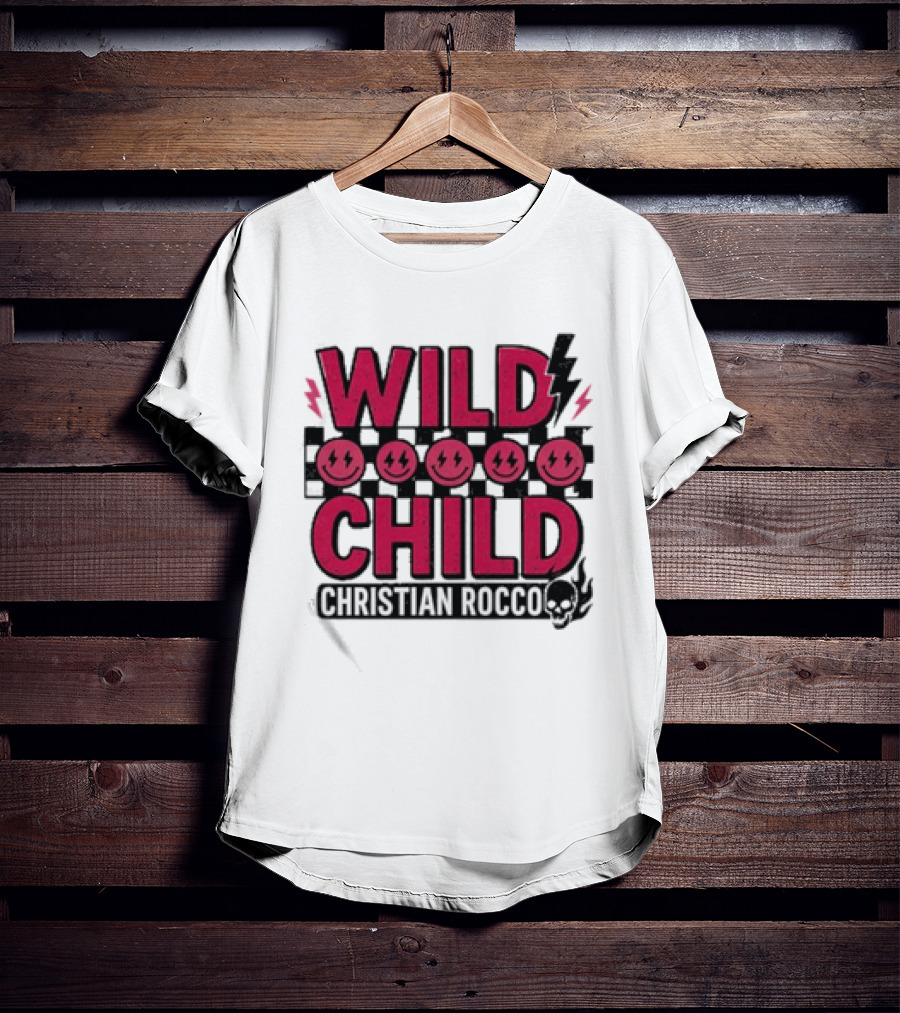 Wild Child Smiles Lightning Emojis Christian Rocco T-Shirt
