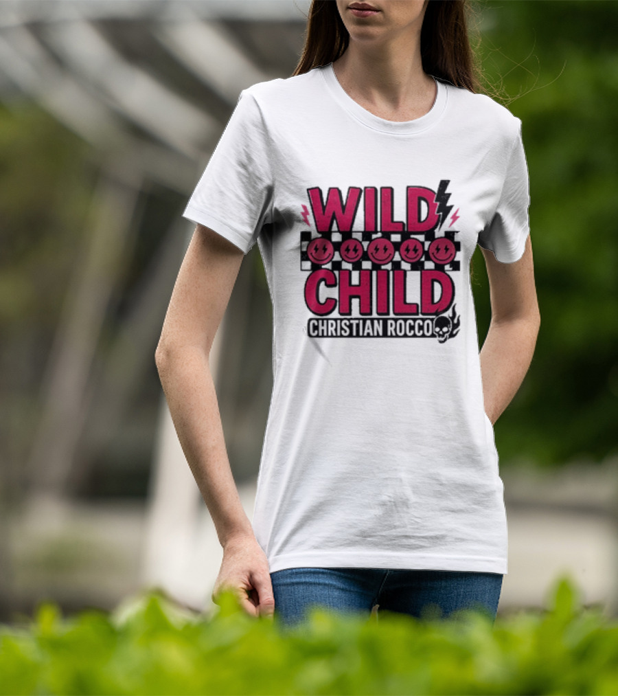 Wild Child Smiles Lightning Emojis Christian Rocco T-Shirt