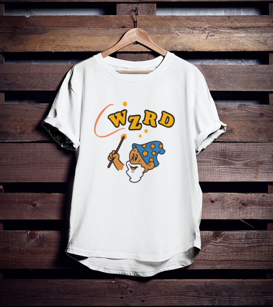 Wzrd Cartoon Wizard Wand And Stars T-Shirt
