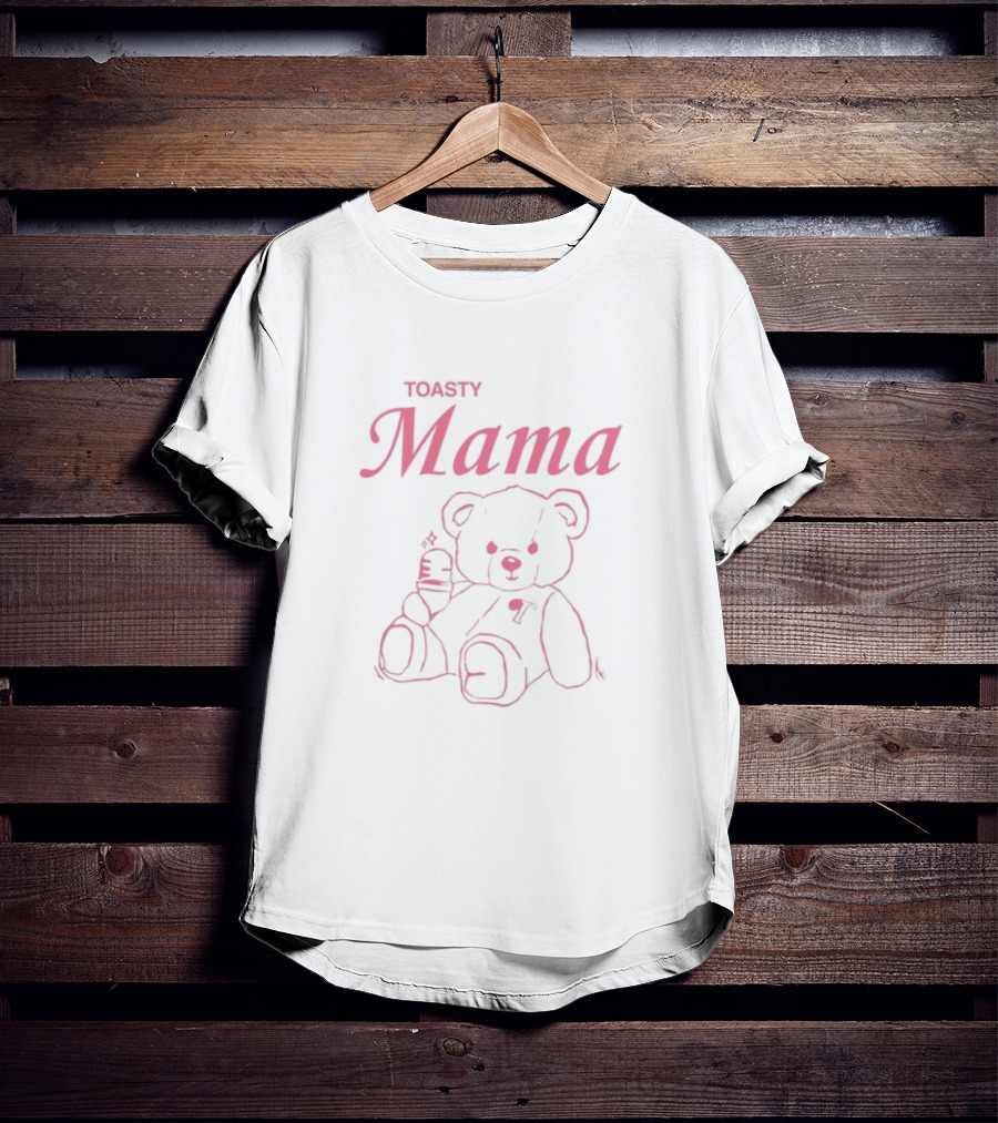 Toasty Mama Bear Pink Outline Plush Bear T-Shirt