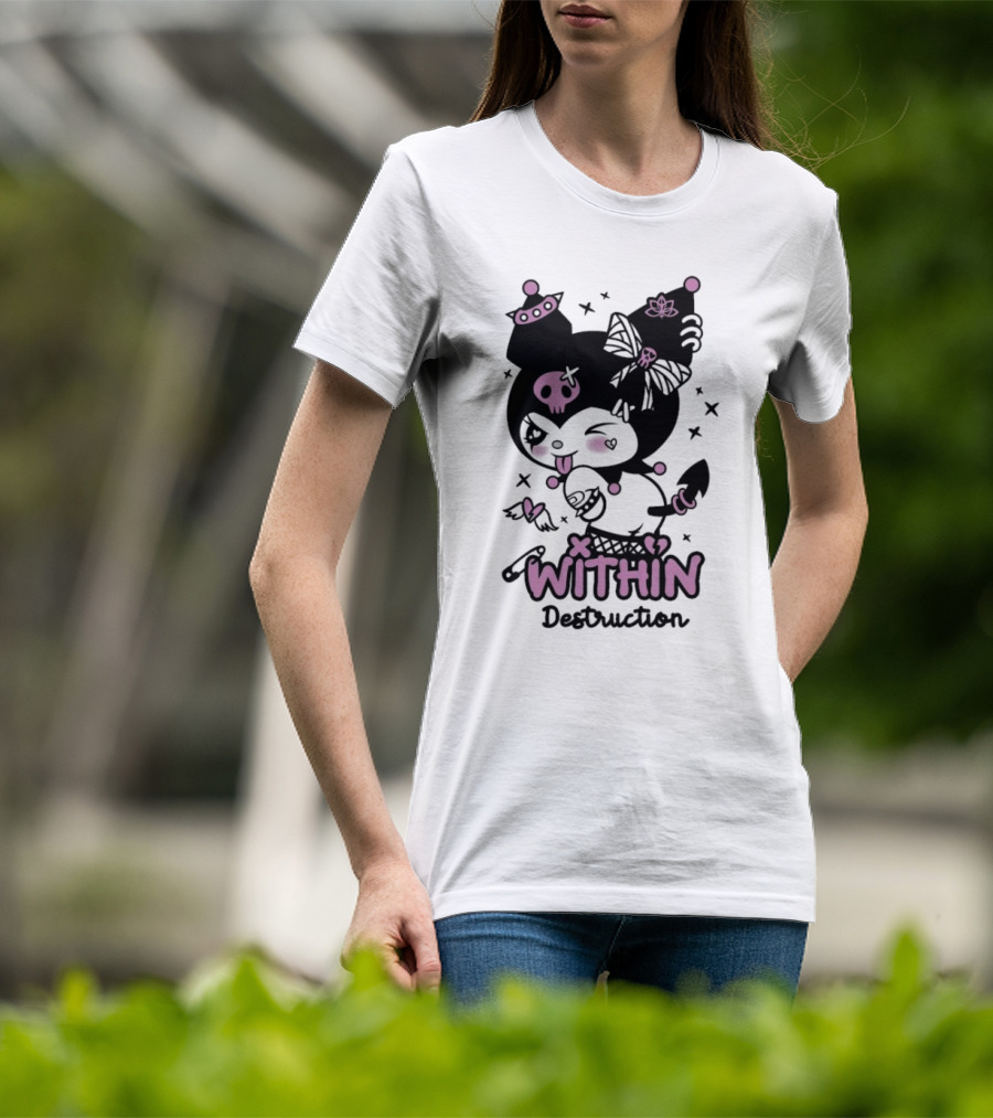 Within Destruction Devil Kitty Kuromi Skull And Bow Elements T-Shirt