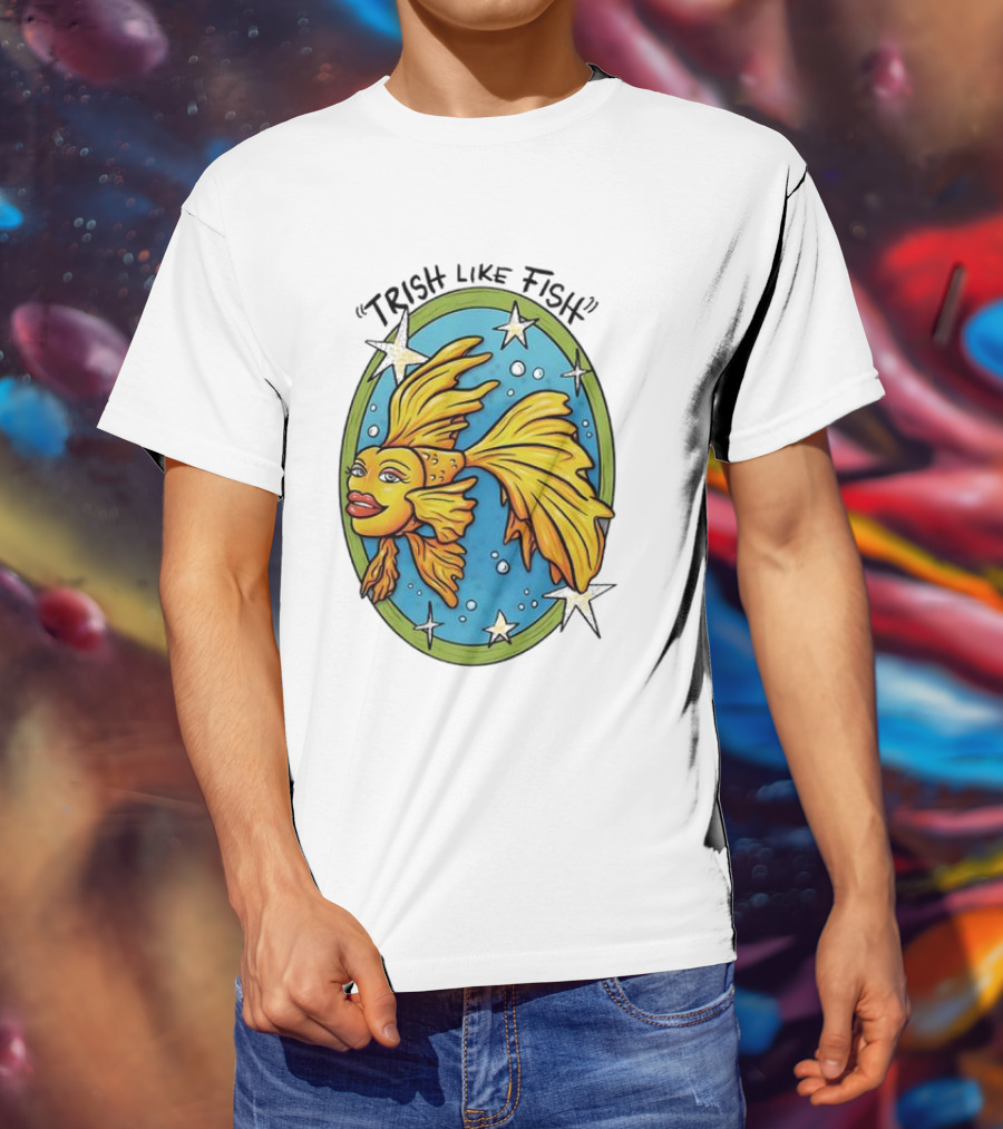 Trish Like Fish Goldfish With Stars And Bubbles T-Shirt
