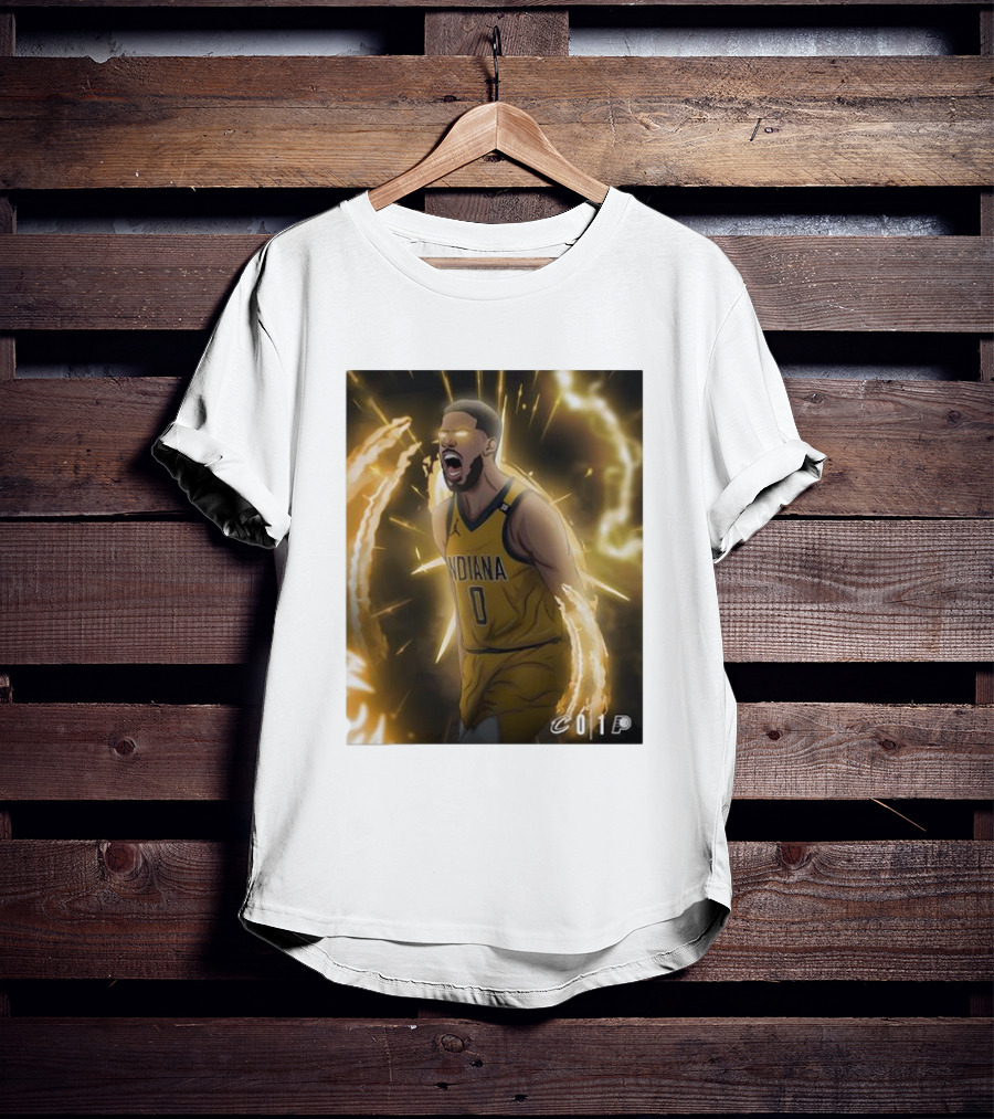 Tyrese Haliburton Indiana Pacers Game 1 Cavaliers Showdown NBA Artwork T-Shirt