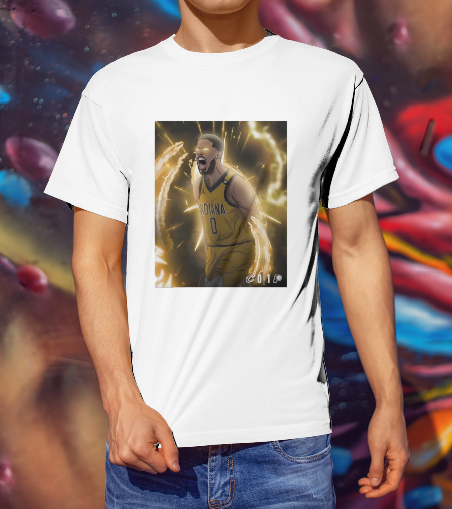Tyrese Haliburton Indiana Pacers Game 1 Cavaliers Showdown NBA Artwork T-Shirt