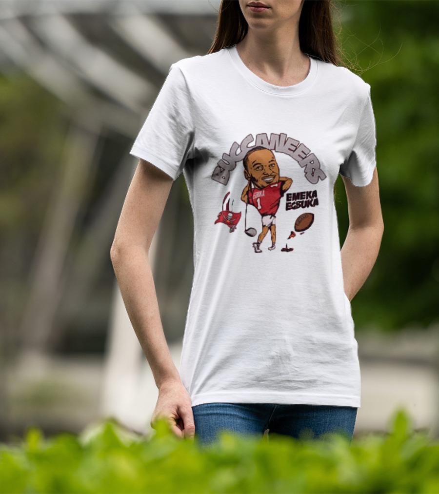 Tampa Bay Buccaneers Emeka Egbuka Football Cartoon Character Sports Fan Art T-Shirt