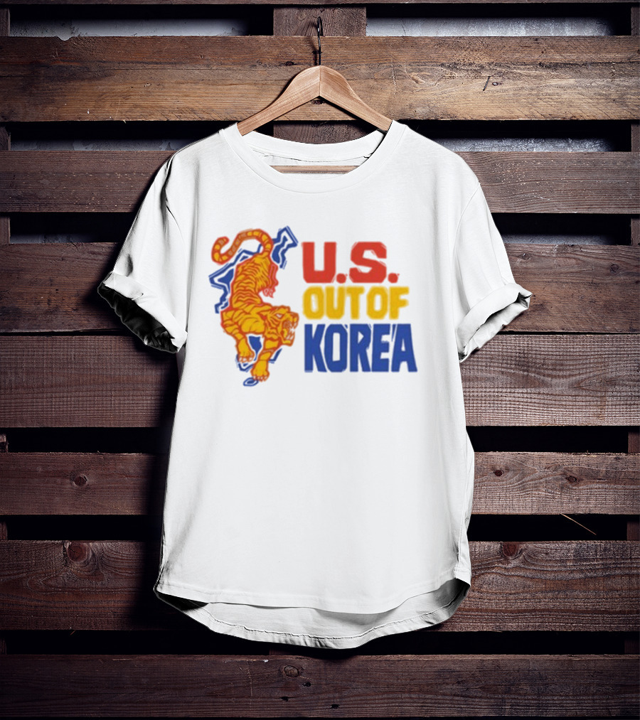 U.S. Out Of Korea Tiger Graphic Retro Style T-Shirt