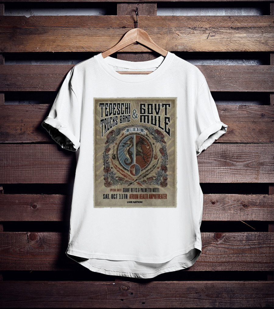 Tedeschi Trucks Band & Gov’t Mule Live In 25 Macon Georgia October 11 Atrium Health Amphitheater Special Guest Jiane Betts & Palmetto Motel T-Shirt