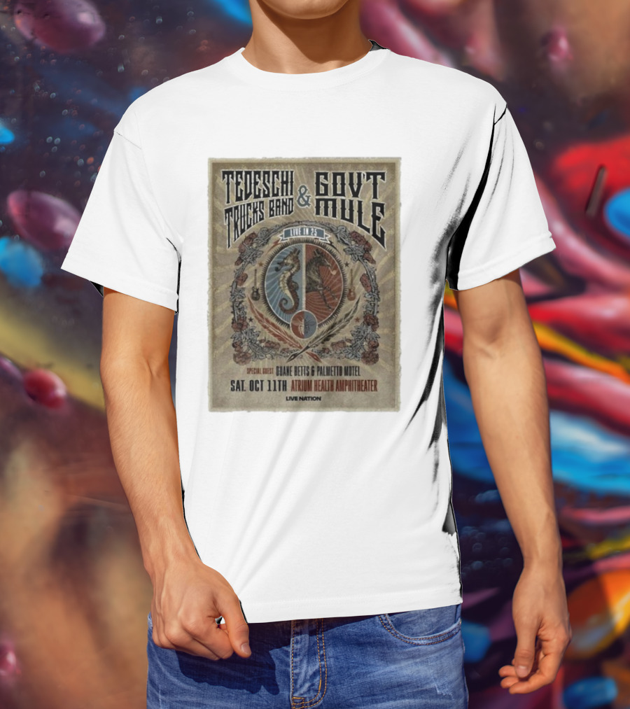 Tedeschi Trucks Band & Gov’t Mule Live In 25 Macon Georgia October 11 Atrium Health Amphitheater Special Guest Jiane Betts & Palmetto Motel T-Shirt