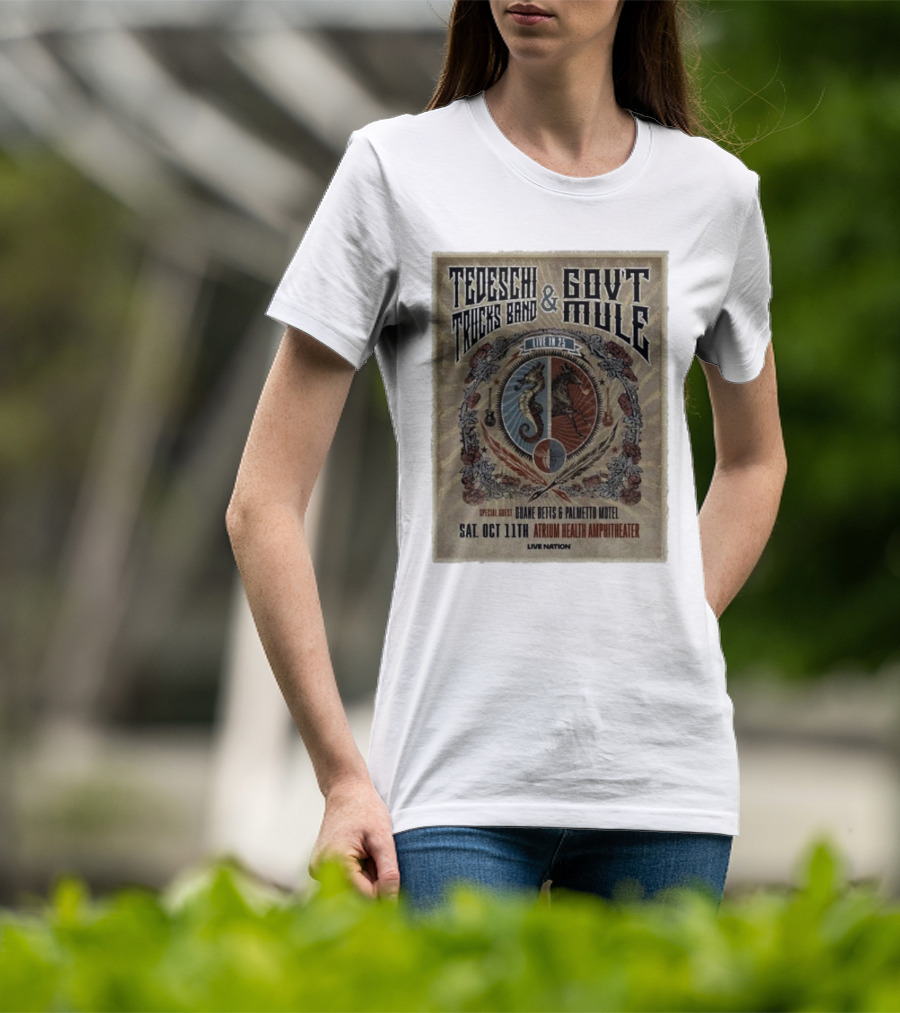 Tedeschi Trucks Band & Gov’t Mule Live In 25 Macon Georgia October 11 Atrium Health Amphitheater Special Guest Jiane Betts & Palmetto Motel T-Shirt