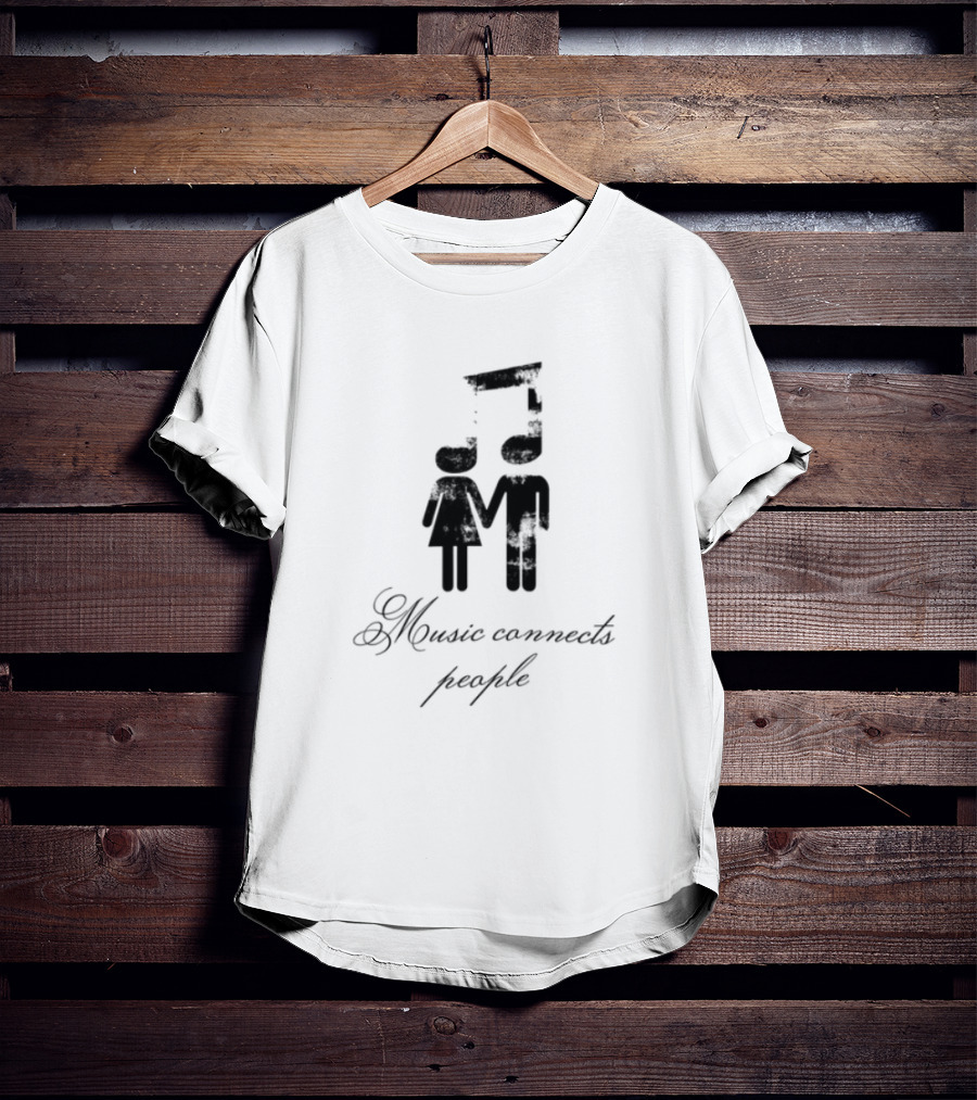 Slechthart Music Connects People Robot And Teddy Bear Illustration T-Shirt