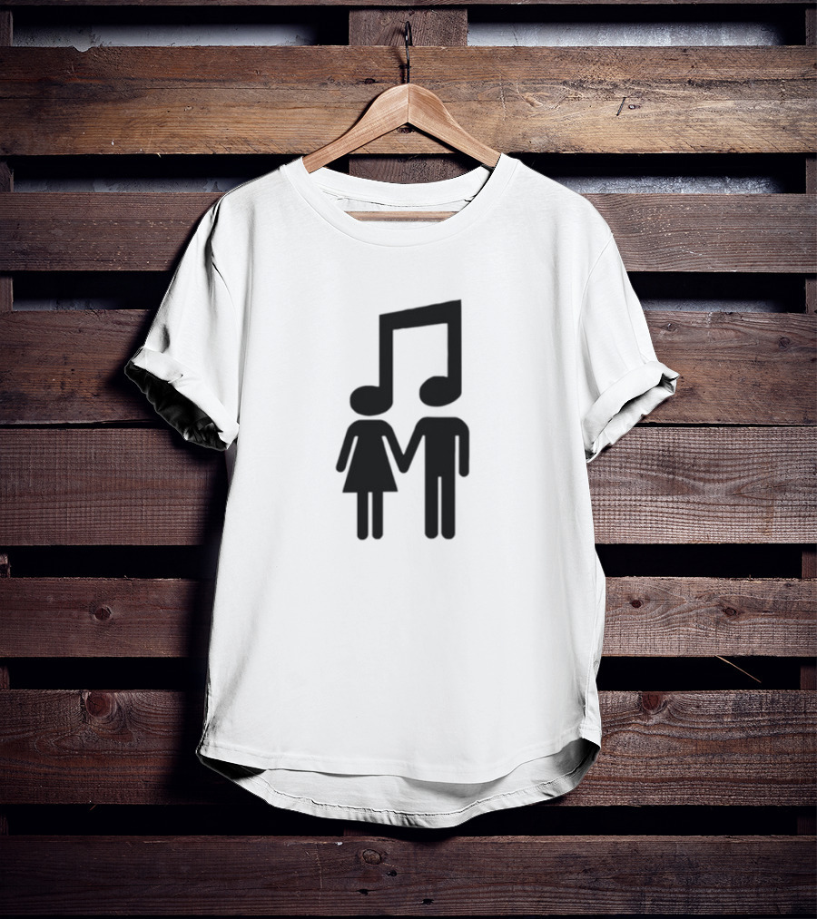 Slechthart Couple Holding Hands Music Note Head Symbols T-Shirt