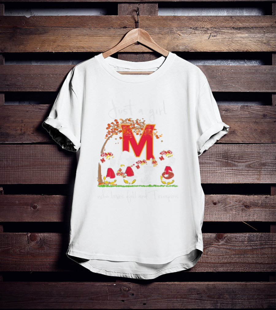 Just A Girl Who Loves Fall And Maryland Terrapins Snoopy Peanuts T-Shirt
