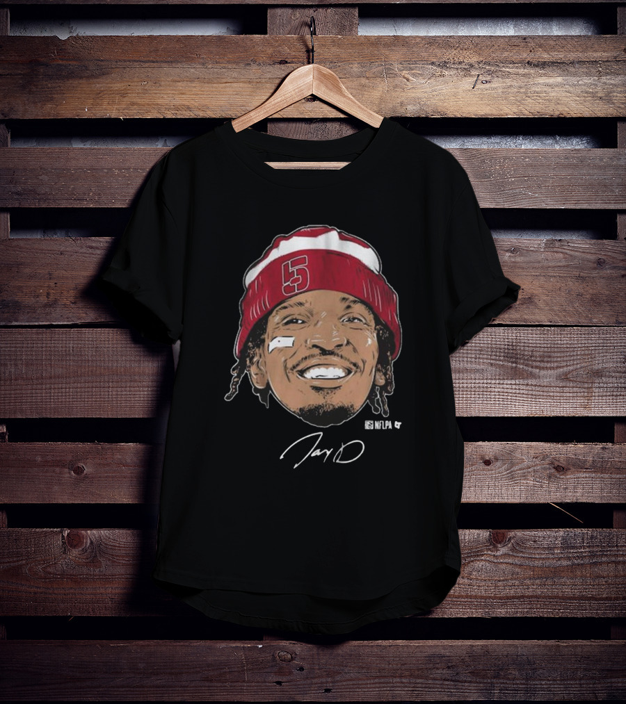 Jayden Daniels Face Bandage With Number 5 Signature T-Shirt