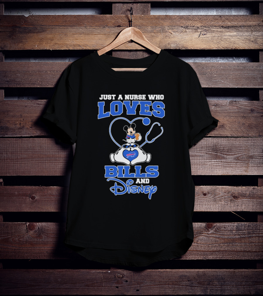 Just A Nurse Who Loves Buffalo Bills Mickey Mouse Disney Stethoscope T-Shirt