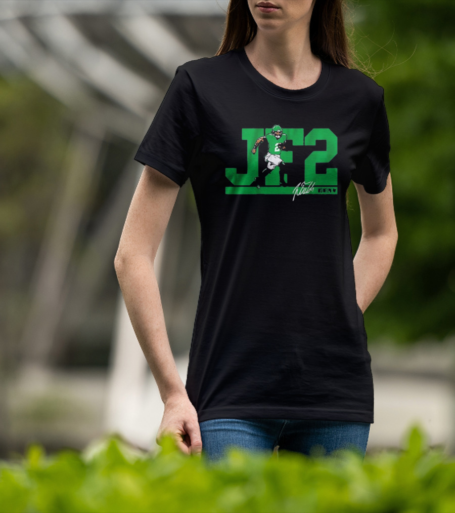 JF2 Justin Fields Green Running Back Number 2 Signature T-Shirt