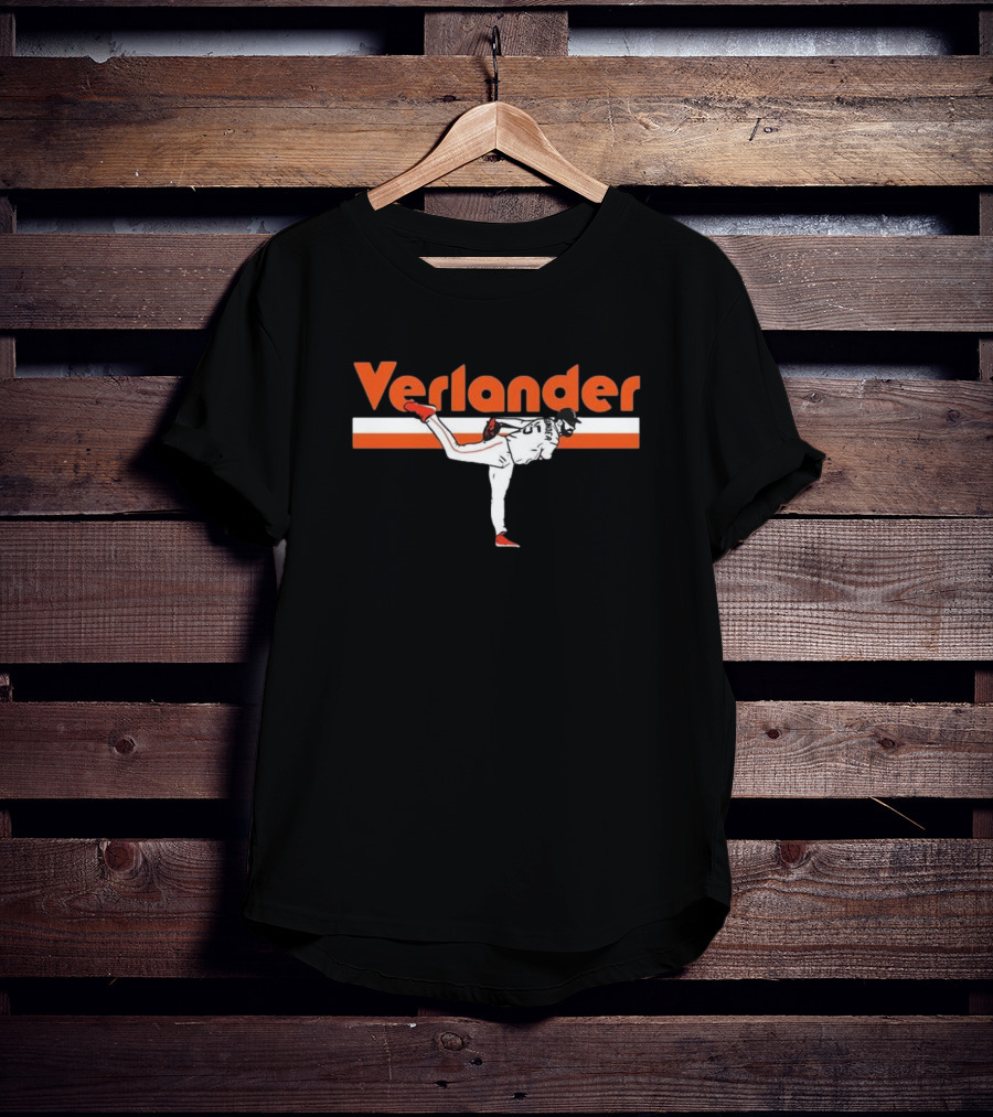 Verlander Pitcher Pose San Francisco 35 Orange White Baseball T-Shirt