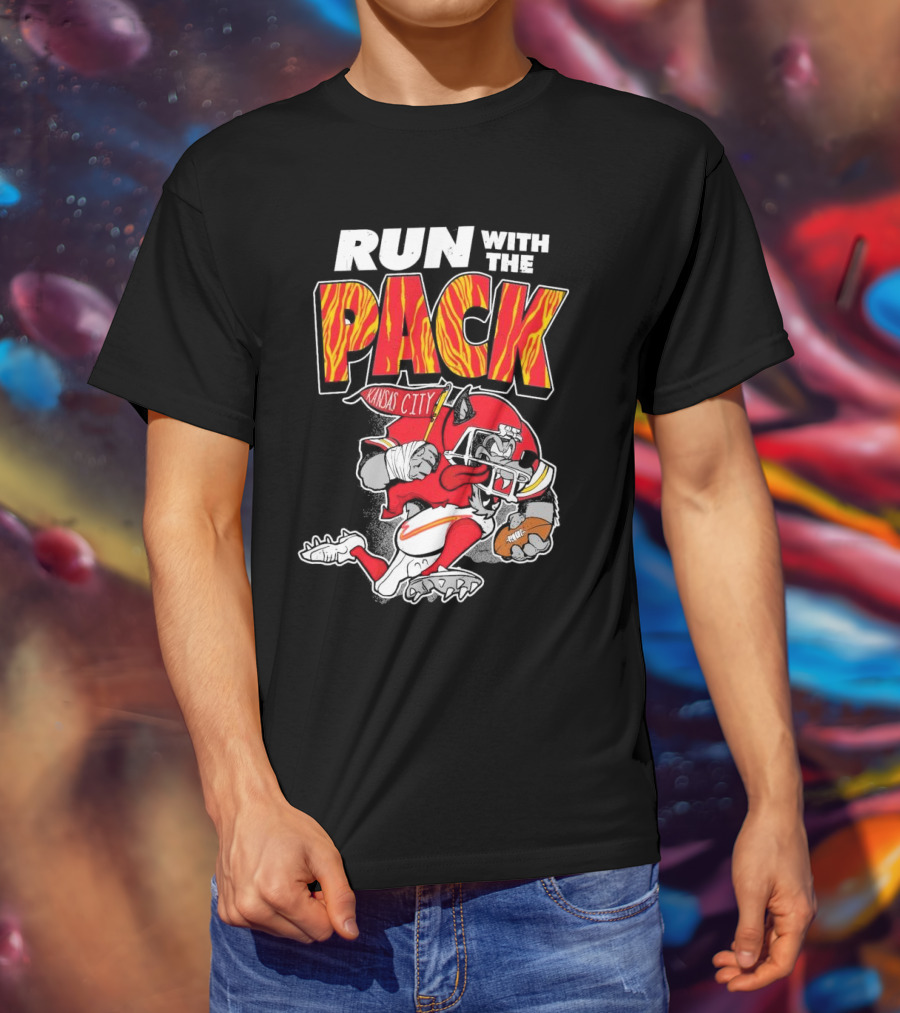 Run With The Pack Kansas City Chiefs KC Wolf 2025 T-Shirt