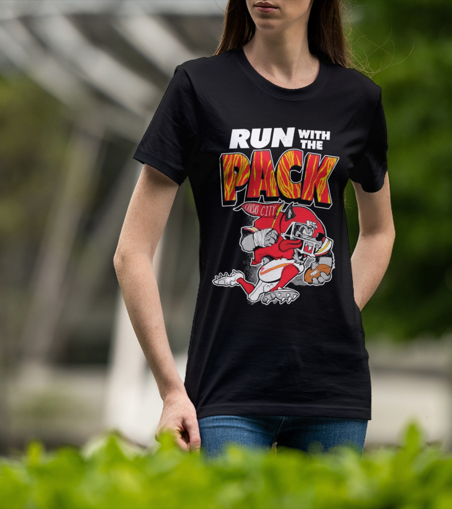 Run With The Pack Kansas City Chiefs KC Wolf 2025 T-Shirt