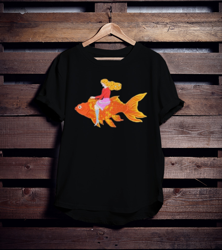 Kate Bollinger Riding A Goldfish In A Whimsical Style T-Shirt
