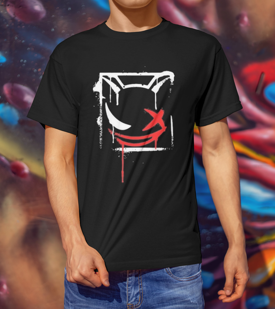 Kreekcraft Graffiti Smiling Face With Dripping Red X T-Shirt