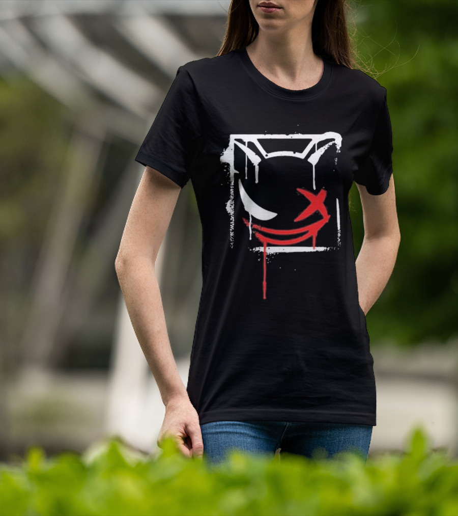 Kreekcraft Graffiti Smiling Face With Dripping Red X T-Shirt