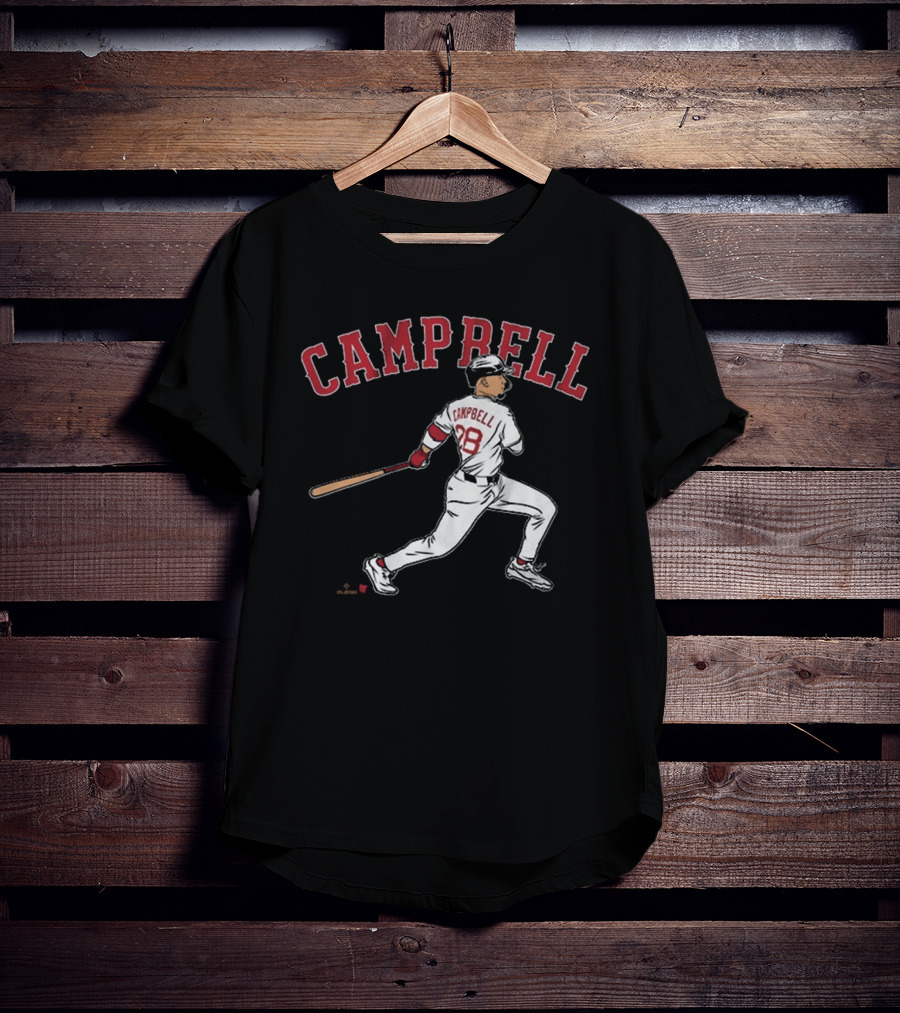 CAMPBELL 28 Baseball Player Swing Illustration T-Shirt