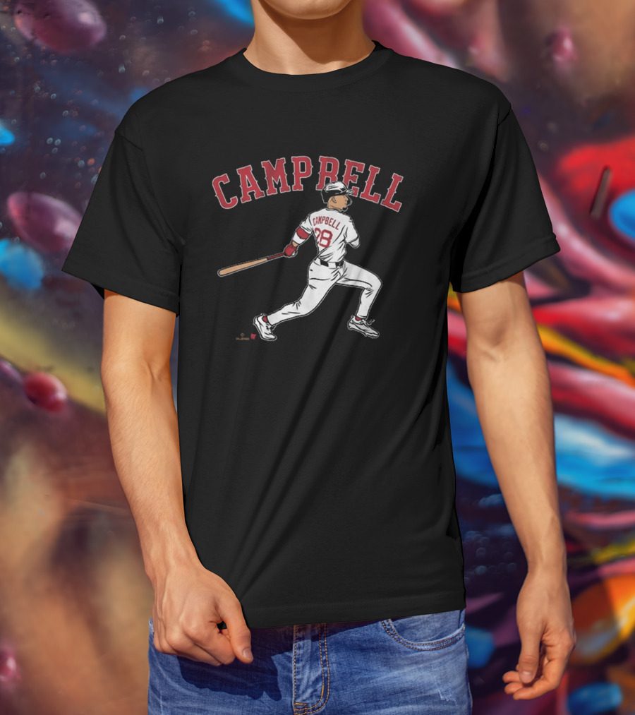 CAMPBELL 28 Baseball Player Swing Illustration T-Shirt