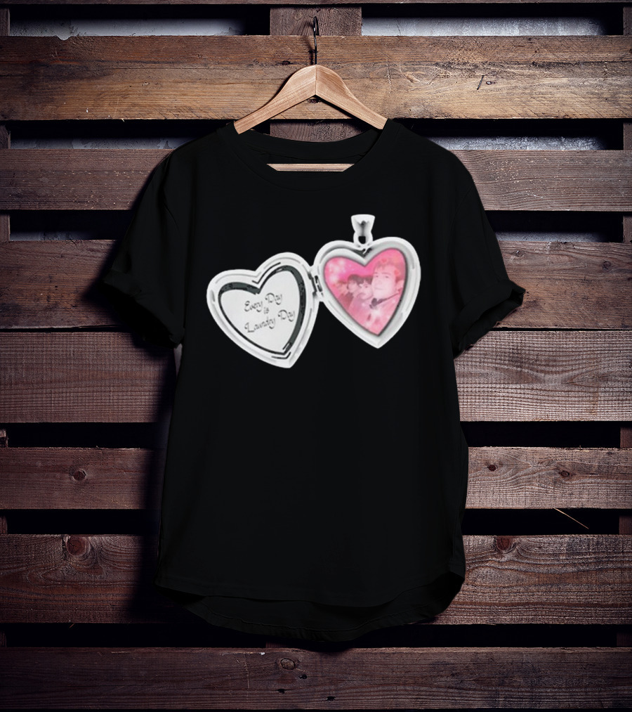 Every Day Laundry Day Heart Locket Pink Photo Charm T-Shirt