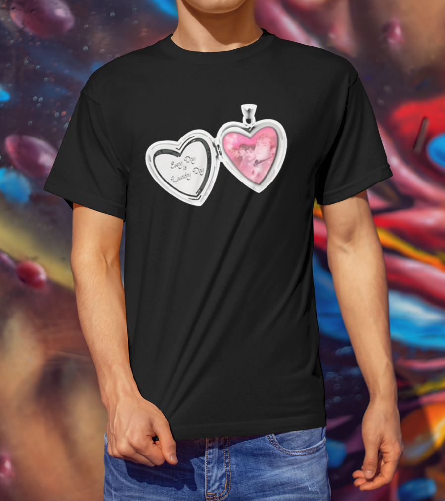 Every Day Laundry Day Heart Locket Pink Photo Charm T-Shirt