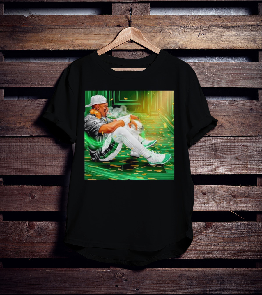 Legendary Jalen Hurts Smoking Cigar MVP Champs Celebration Green Aura T-Shirt