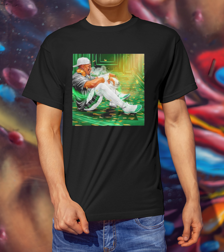 Legendary Jalen Hurts Smoking Cigar MVP Champs Celebration Green Aura T-Shirt