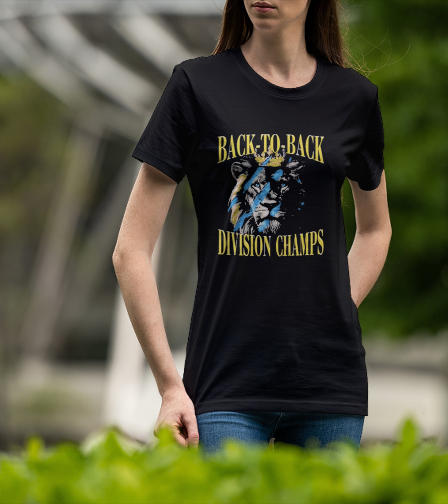 Back To Back Division Champs Lion With Crown Stripes T-Shirt