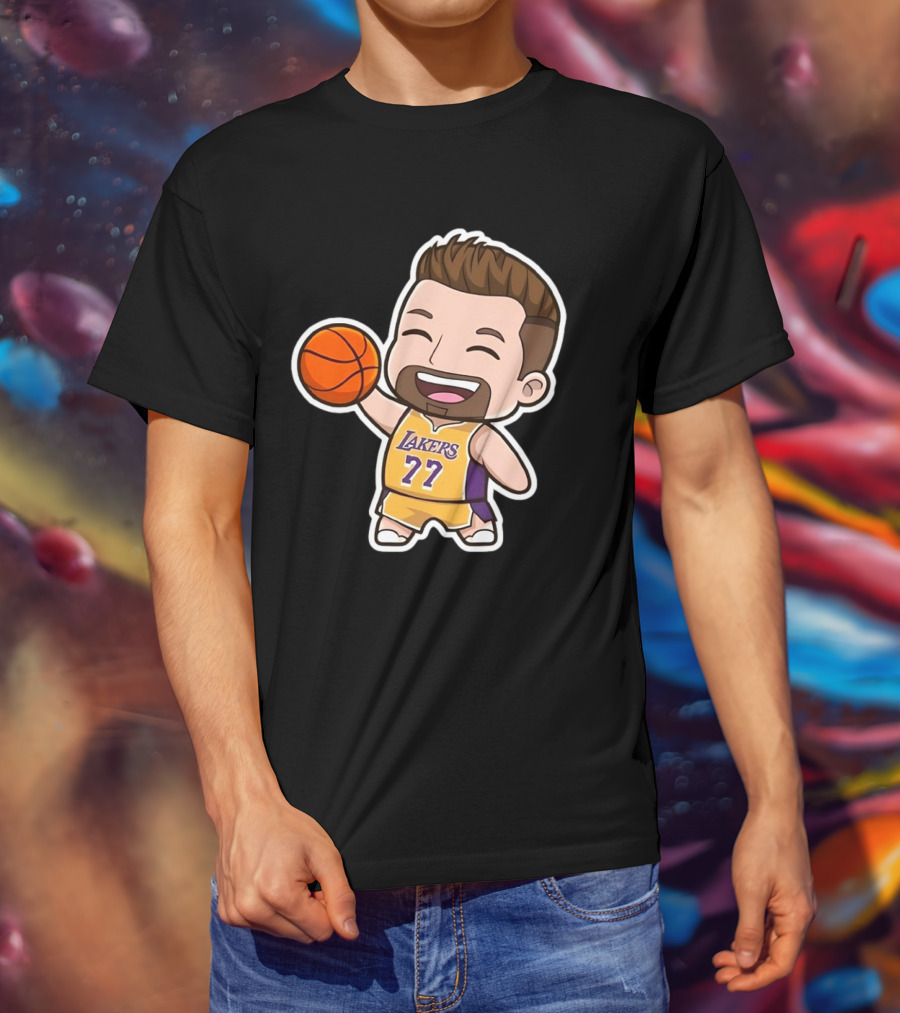 Luka Doncic Lakers 77 Chibi Cartoon Basketball T-Shirt