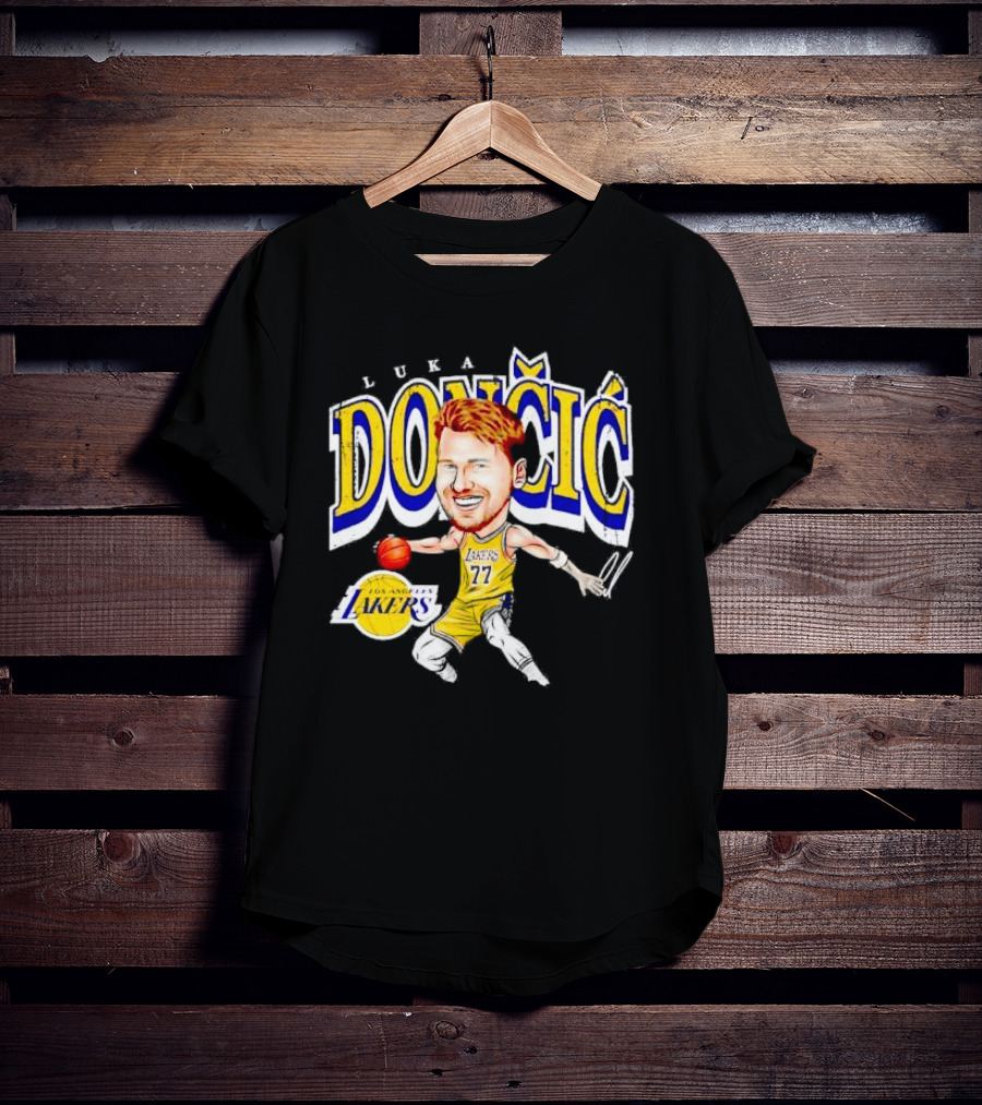Luka Doncic Los Angeles Lakers Cartoon Lakers Logo T-Shirt