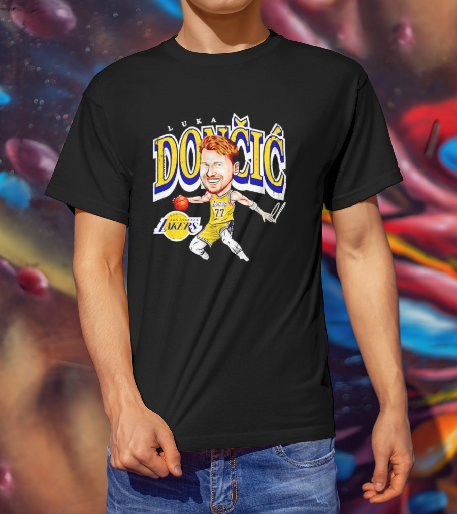 Luka Doncic Los Angeles Lakers Cartoon Lakers Logo T-Shirt