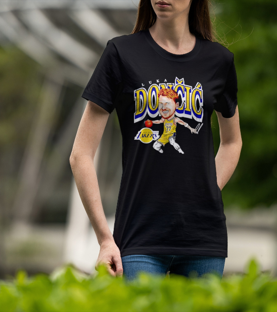 Luka Doncic Los Angeles Lakers Cartoon Lakers Logo T-Shirt