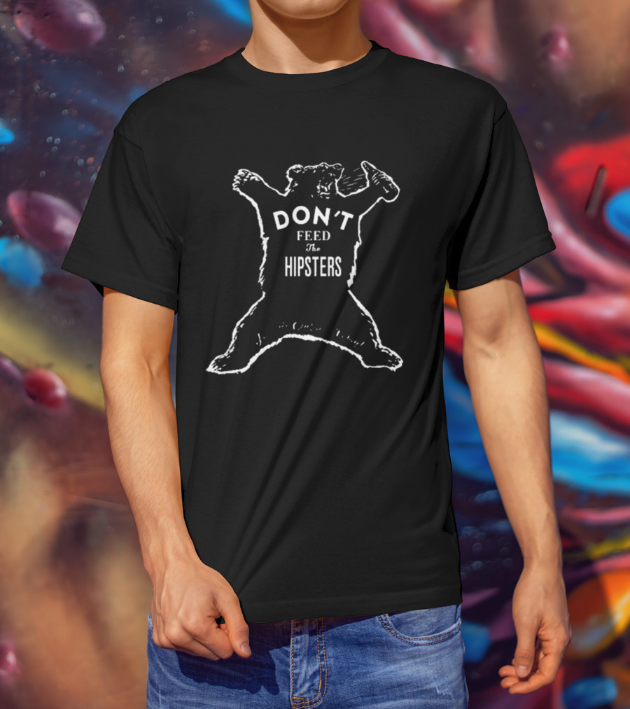 Marjorie Taylor Greene Press Release Parody Don’t Feed The Hipsters Drinking Bear T-Shirt
