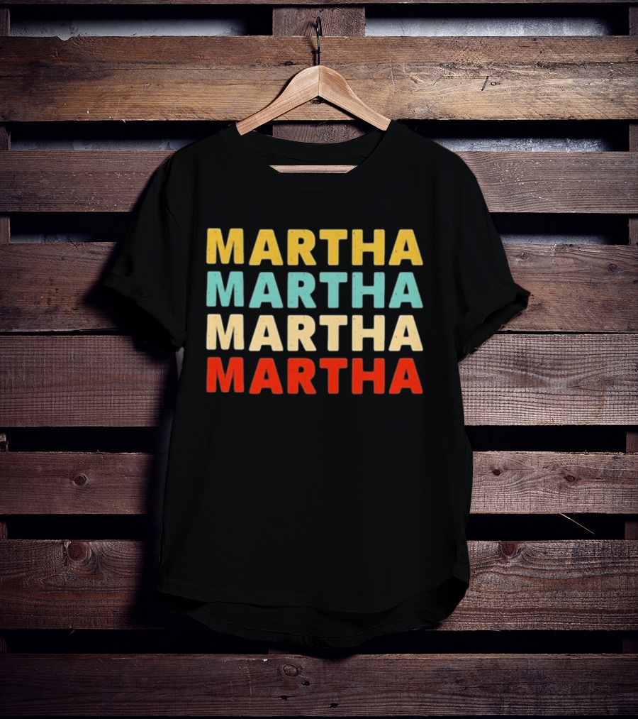 Martha Martha Martha Martha Text Graphic Colorful Block Letters T-Shirt