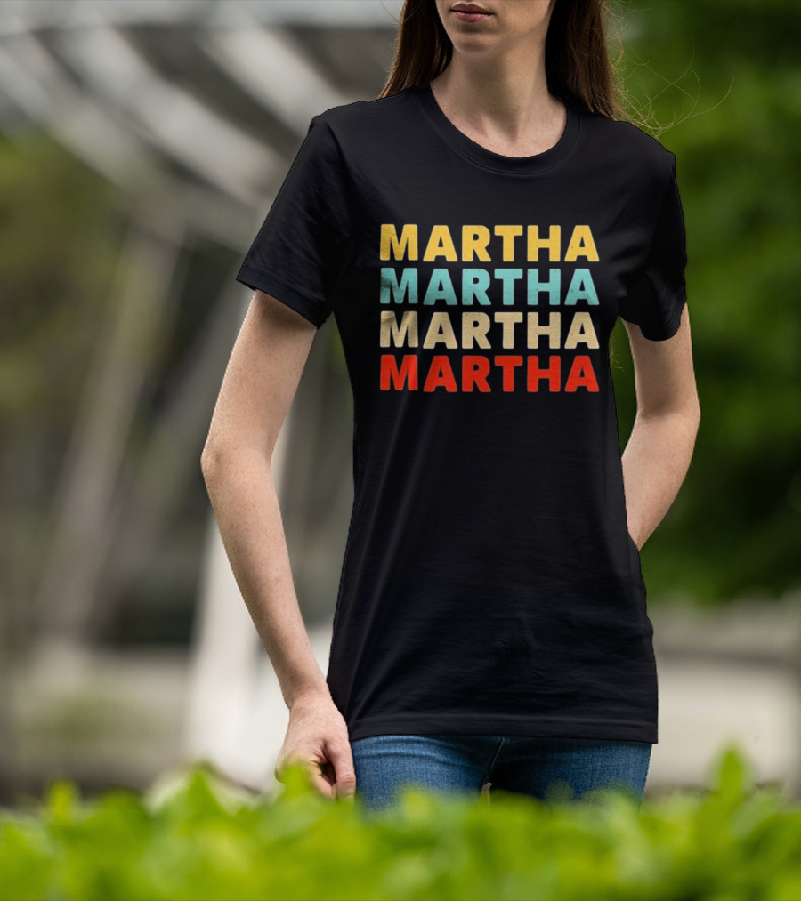 Martha Martha Martha Martha Text Graphic Colorful Block Letters T-Shirt