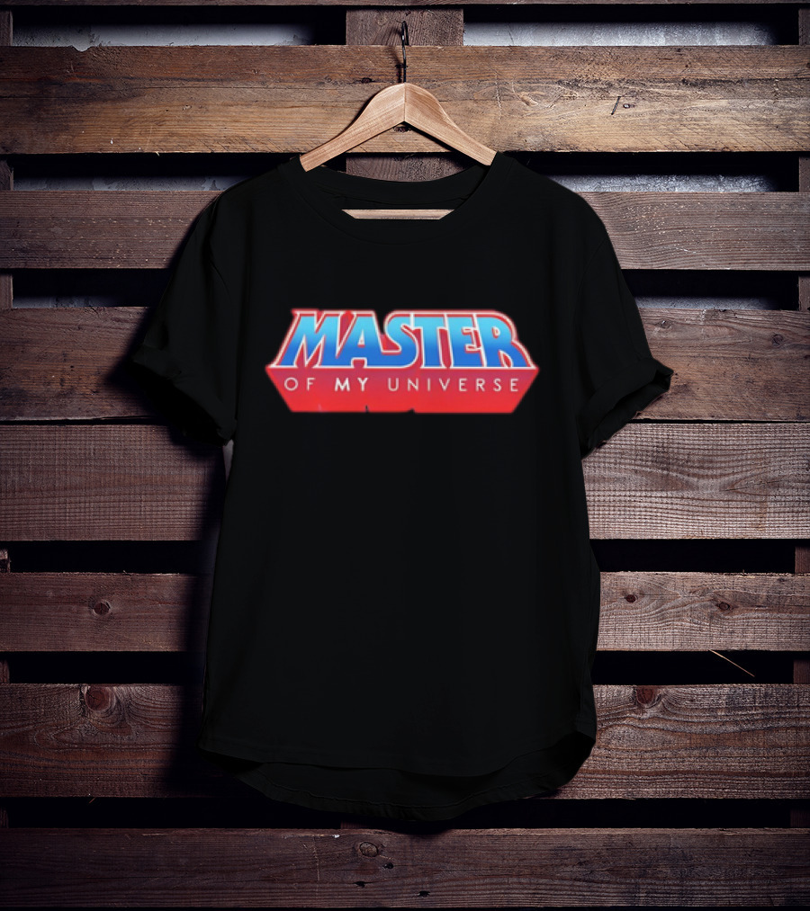 Master Of My Universe Retro Red And Blue Text T-Shirt