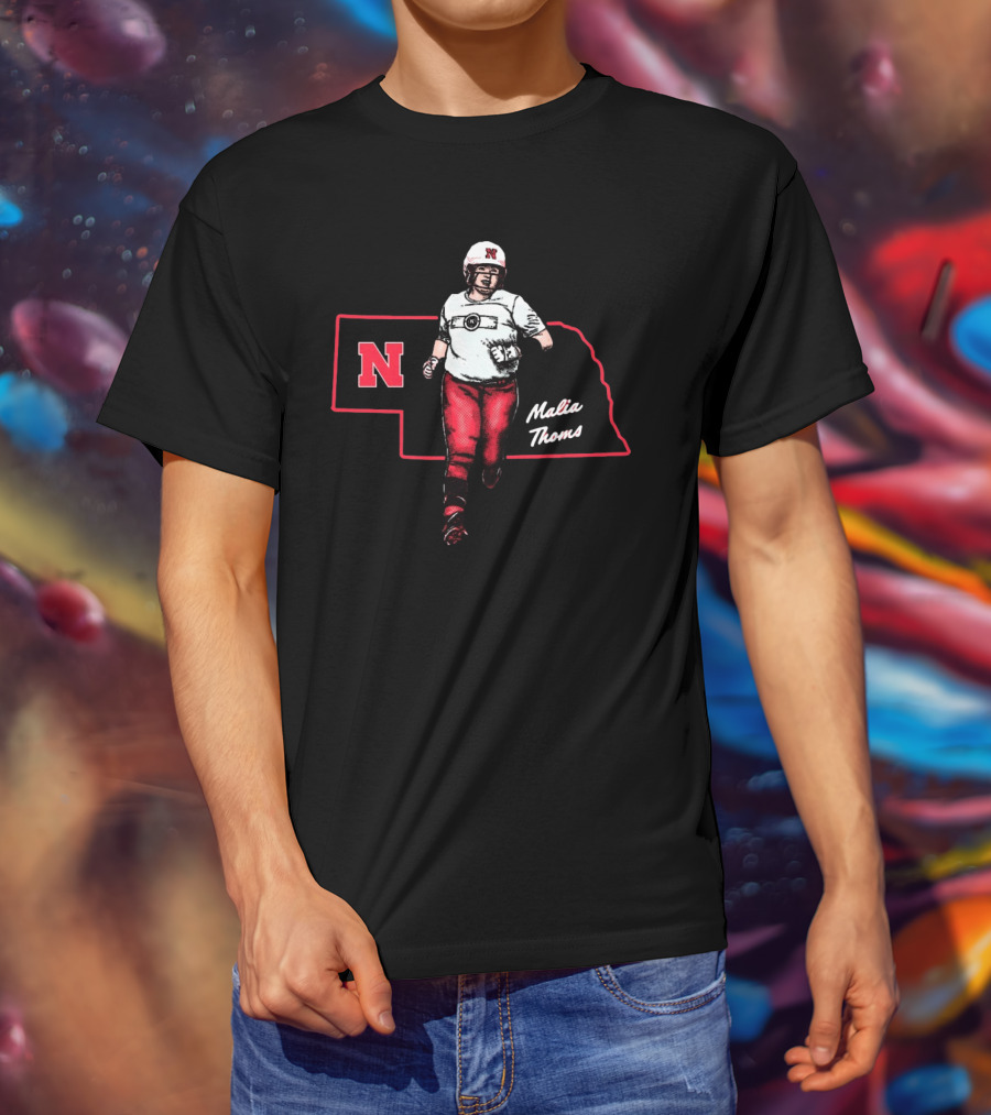 Malia Thoms Nebraska Cornhuskers Softball NCAA 2025 Hometown Hero T-Shirt